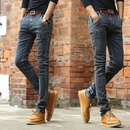 Vintage Men Slim Fit Jeans High Quality Trousers Designer Business