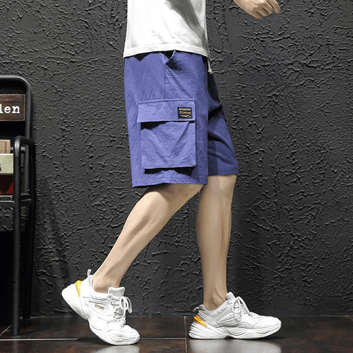 Cotton and Linen Loose Five Pants Trousers Stitching Linen XL Shorts