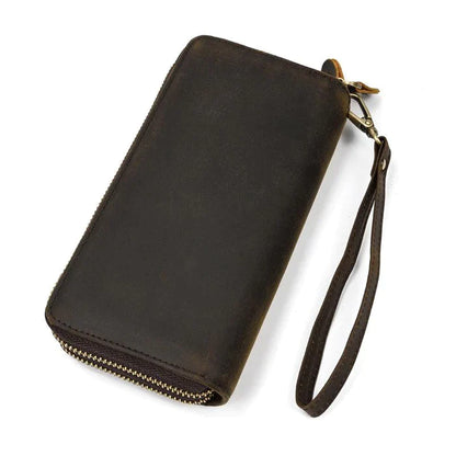 Men's Vintage Double Leather Clutch Bag