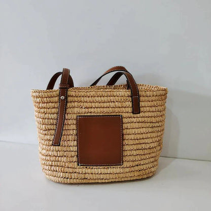 Hand-knitted Straw Woven Bag For Women's Fashion Bucket Beach